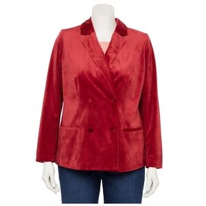 LC Lauren Conrad Women's Rich Red Velvet Blazer